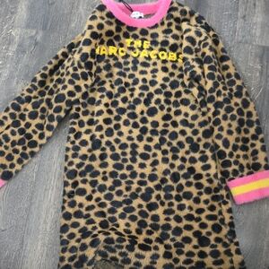 Marc Jacobs Girls Leopard Print Fuzzy Dress with Pink & Yellow Accents